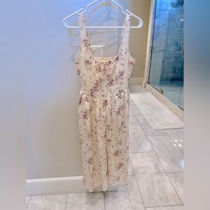 Jessica Simpson Cream and Purple Floral Midi Dress